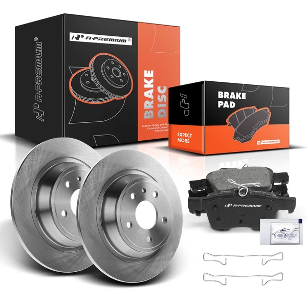 2013-2020 Ford Fusion Disc Brake Rotors and Ceramic Pads Kit, 6 Pcs, Rear Driver & Passenger, A-Premium, APBRPR414