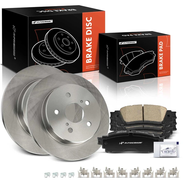 2018-2021 Lexus NX300 Disc Brake Rotors and Ceramic Pads Kit, 6 Pcs, Rear Driver & Passenger, A-Premium, APBRPR1629