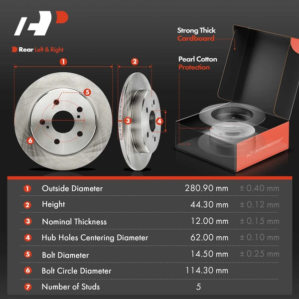 Disc Brake Rotors and Ceramic Pads Kit, 6 Pcs, Rear Driver & Passenger, A-Premium, APBRPR1630