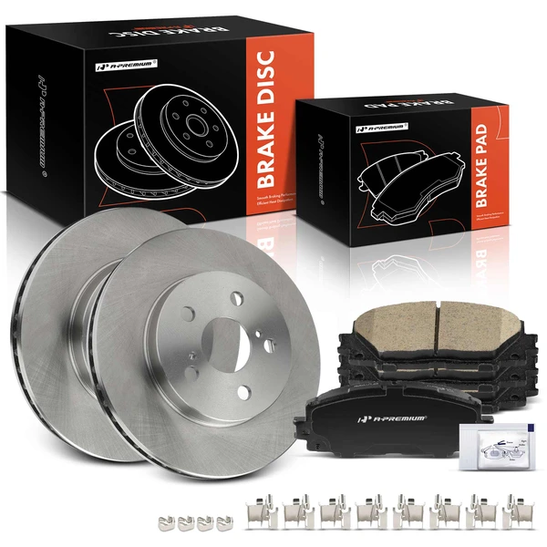 2020 2022 Toyota Corolla Disc Brake Rotors and Ceramic Pads Kit, 6 Pcs, Front Driver & Passenger, A-Premium, APBRPR1632