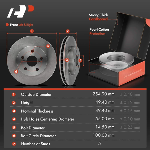 Disc Brake Rotors and Ceramic Pads Kit, 6 Pcs, Front Driver & Passenger, A-Premium, APBRPR1632