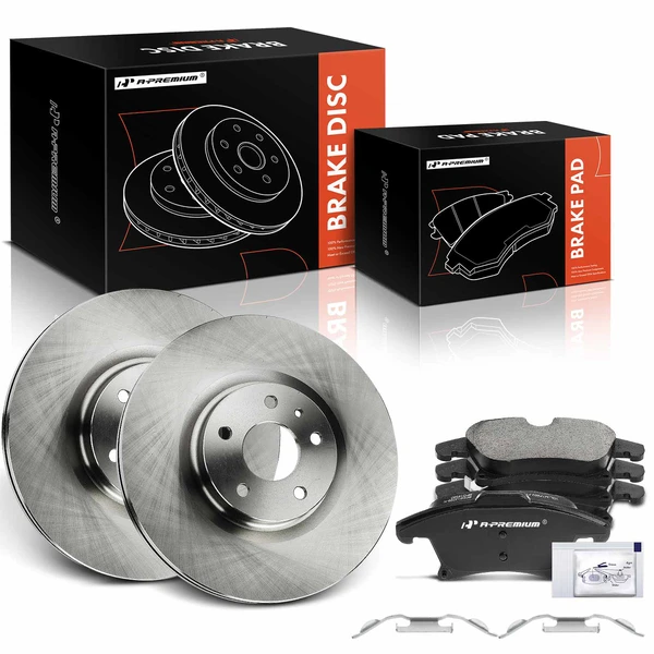 2013-2016 Lincoln MKZ Disc Brake Rotors and Ceramic Pads Kit, 6 Pcs, Front Driver & Passenger, A-Premium, APBRPR1806