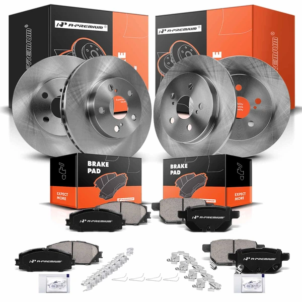 Disc Brake Rotors and Ceramic Pads Kit, 12 Pcs, Front & Rear, A-Premium, APBRPR849