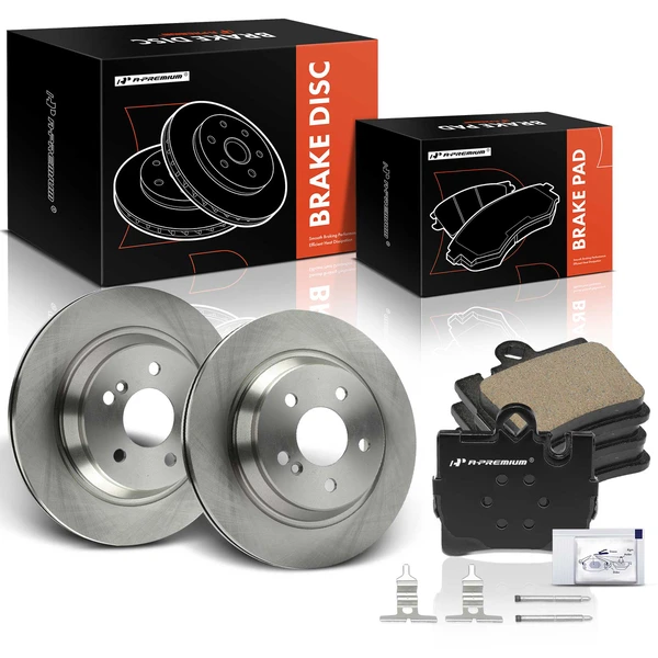 Disc Brake Rotors and Ceramic Pads Kit, 6 Pcs, Rear Driver & Passenger, A-Premium, APBRPR1717