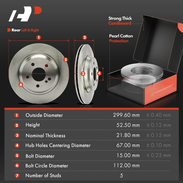 Disc Brake Rotors and Ceramic Pads Kit, 6 Pcs, Rear Driver & Passenger, A-Premium, APBRPR1717