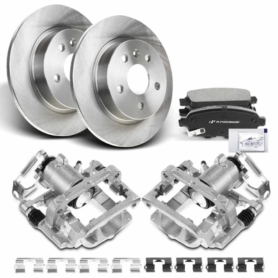 8 Pcs Rear Disc Brake Rotor & Pads + Brake Caliper