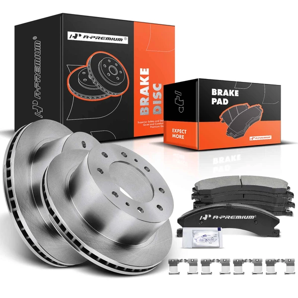 Disc Brake Rotors and Ceramic Pads Kit, 6 Pcs, Rear Driver & Passenger, A-Premium, APBRPR412