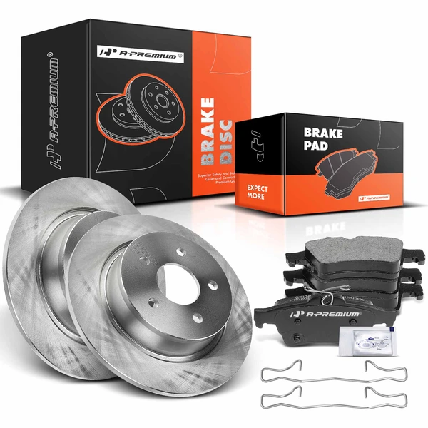 2013-2016 Ford Escape Disc Brake Rotors and Ceramic Pads Kit, 6 Pcs, Rear Driver & Passenger, A-Premium, APBRPR413