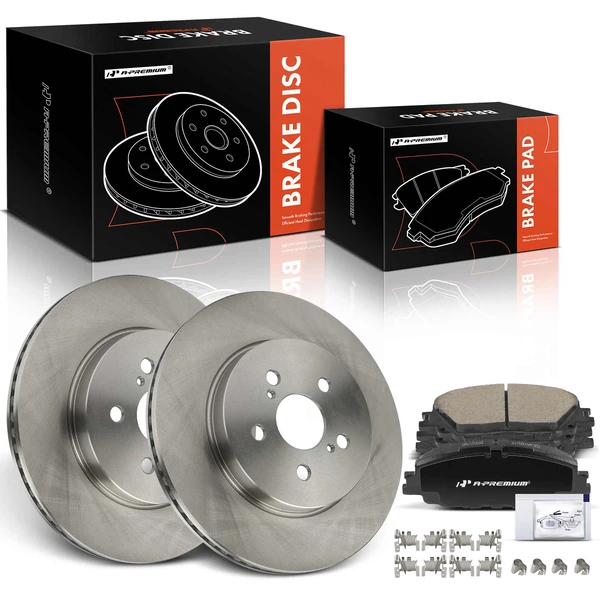 2020-2022 Toyota Prius Prime Disc Brake Rotors and Ceramic Pads Kit, 6 Pcs, Front Driver & Passenger, A-Premium, APBRPR1634