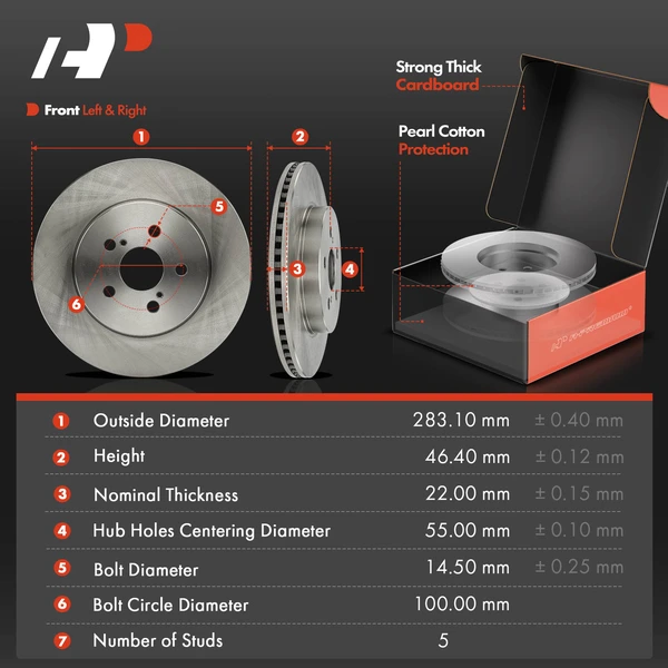 Disc Brake Rotors and Ceramic Pads Kit, 6 Pcs, Front Driver & Passenger, A-Premium, APBRPR1634