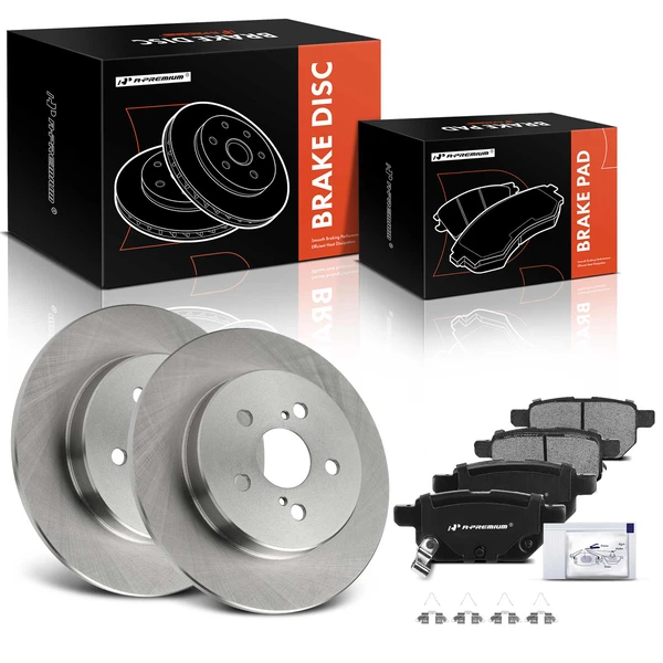 2019 2022 Toyota Corolla Disc Brake Rotors and Ceramic Pads Kit, 6 Pcs, Rear Driver & Passenger, A-Premium, APBRPR1635