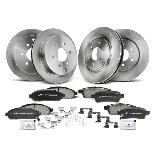 Disc Brake Rotors and Ceramic Pads Kit, 12 Pcs, Front & Rear, A-Premium, APBRPR198