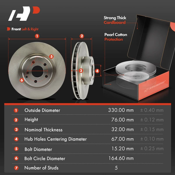 Disc Brake Rotors and Ceramic Pads Kit, 6 Pcs, Front Driver & Passenger, A-Premium, APBRPR1807