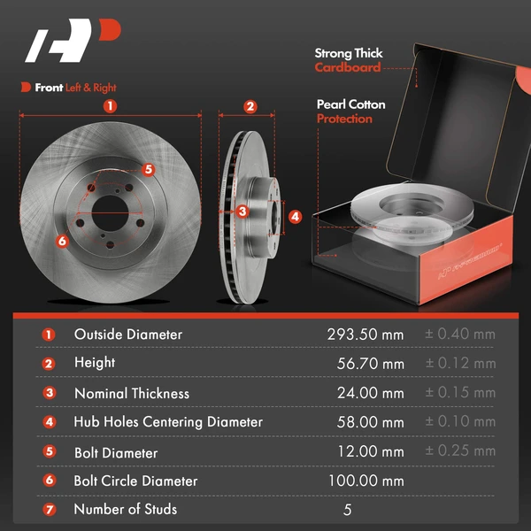 Disc Brake Rotors and Ceramic Pads Kit, 6 Pcs, Front Driver & Passenger, A-Premium, APBRPR539
