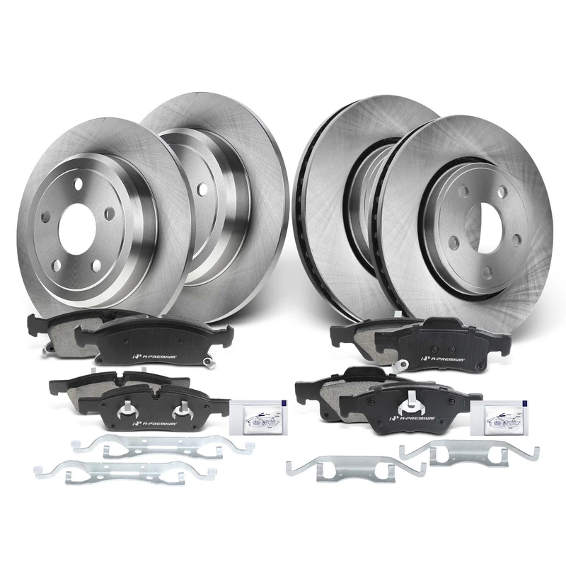Brake Pad and Rotor Kit, 12 Pcs, Front & Rear, A-Premium, APBRPR199