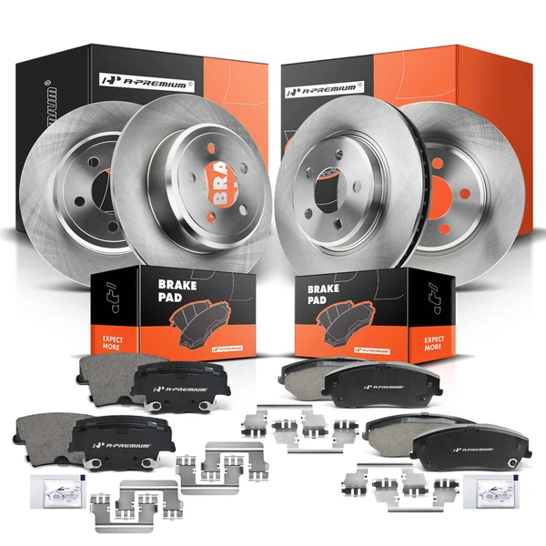 2009-2011 2013-2014 2018-2020 Dodge Challenger Disc Brake Rotors and Ceramic Pads Kit, 12 Pcs, Front & Rear, A-Premium, APBRPR200