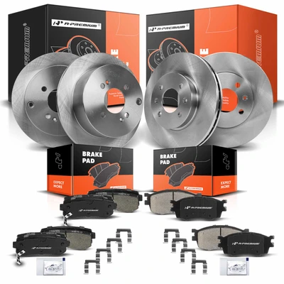 Front & Rear Disc Brake Rotors & Ceramic Brake Pads