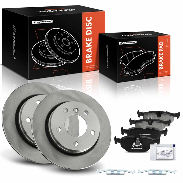 1998 BMW 328i Disc Brake Rotors and Ceramic Pads Kit, 6 Pcs, Rear Driver & Passenger, A-Premium, APBRPR1719