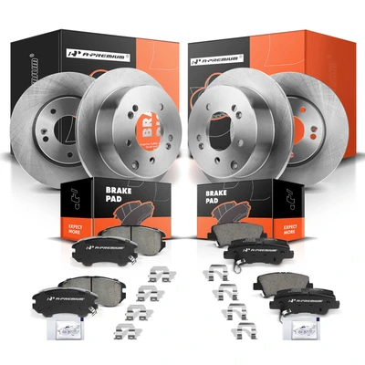 Front & Rear Disc Brake Rotors & Ceramic Brake Pads