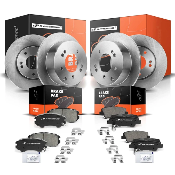 2012-2013 Kia Soul Disc Brake Rotors and Ceramic Pads Kit, 12 Pcs, Front & Rear, A-Premium, APBRPR202