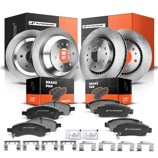 2006-2007 Buick Rainier Disc Brake Rotors and Ceramic Pads Kit, 12 Pcs, Front & Rear, A-Premium, APBRPR345