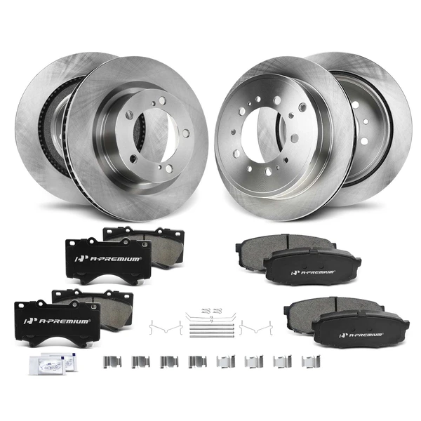 Disc Brake Rotors and Ceramic Pads Kit, 12 Pcs, Front & Rear, A-Premium, APBRPR204