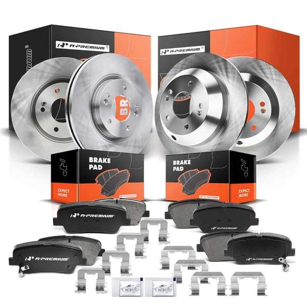 2011-2013 Kia Sorento Disc Brake Rotors and Ceramic Pads Kit, 12 Pcs, Front & Rear, A-Premium, APBRPR205
