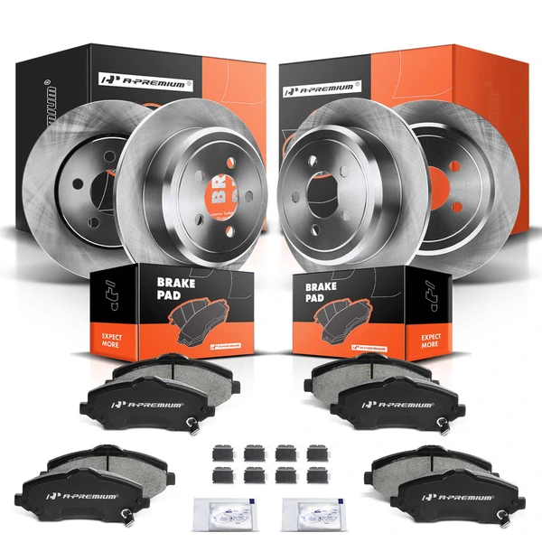 2007-2011 Dodge Nitro Disc Brake Rotors and Ceramic Pads Kit, 12 Pcs, Front & Rear, A-Premium, APBRPR346