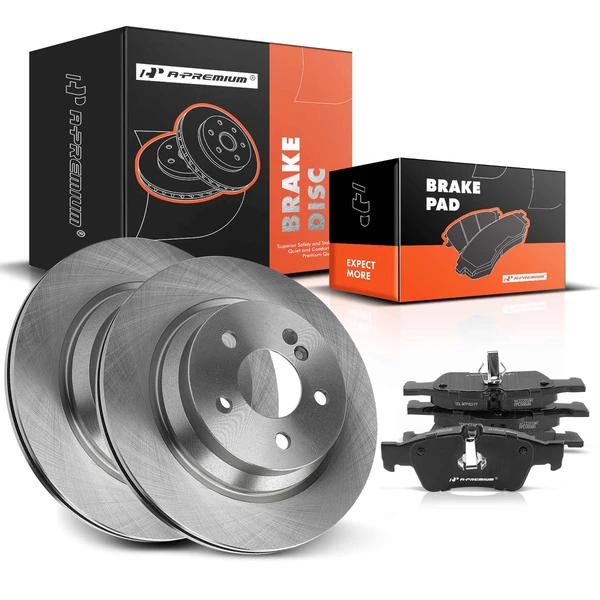 Disc Brake Rotors and Ceramic Pads Kit, 6 Pcs, Rear Driver & Passenger, A-Premium, APBRPR1304