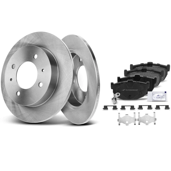 1997-2006 Hyundai Elantra Brake Pad and Rotor Kit, 6 Pcs, Rear Driver & Passenger, A-Premium, APBRPR055
