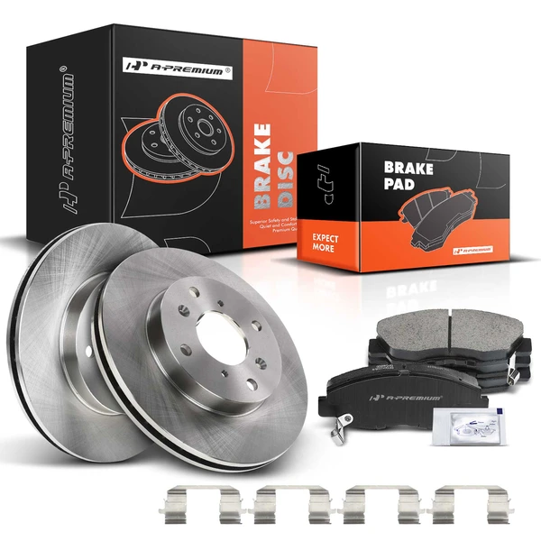 1998-2002 Honda Accord Disc Brake Rotors and Ceramic Pads Kit, 6 Pcs, Front Driver & Passenger, A-Premium, APBRPR056