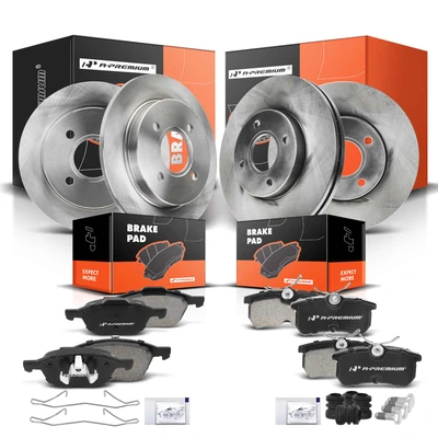 Front & Rear Disc Brake Rotors & Ceramic Brake Pads