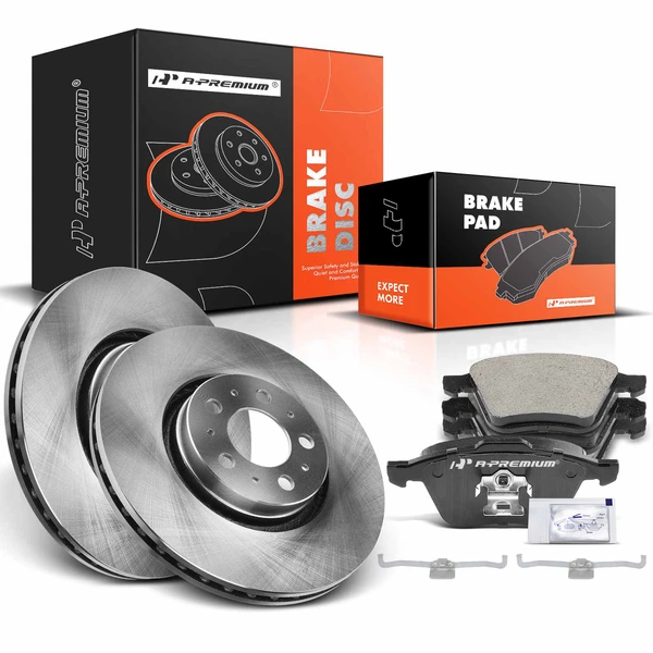 2003-2014 Volvo XC90 Disc Brake Rotors and Ceramic Pads Kit, 6 Pcs, Front Driver & Passenger, A-Premium, APBRPR058