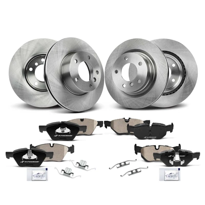 Front & Rear Disc Brake Rotors & Ceramic Brake Pads