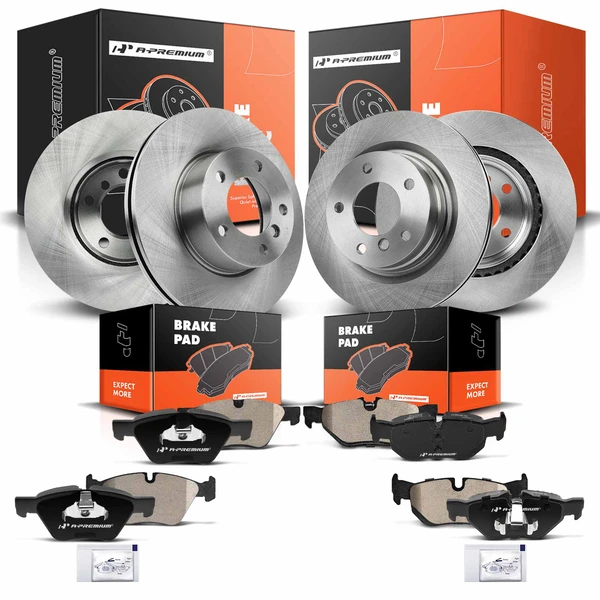 Disc Brake Rotors and Ceramic Pads Kit, 12 Pcs, Front & Rear, A-Premium, APBRPR1305