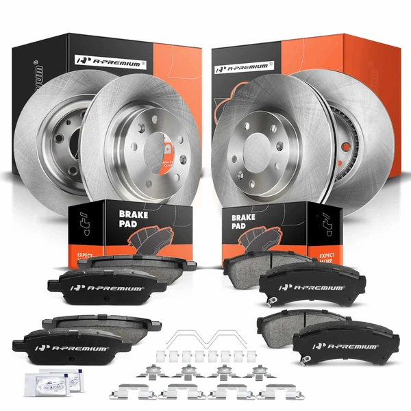 2006-2013 Mazda 6 Disc Brake Rotors and Ceramic Pads Kit, 12 Pcs, Front & Rear, A-Premium, APBRPR348