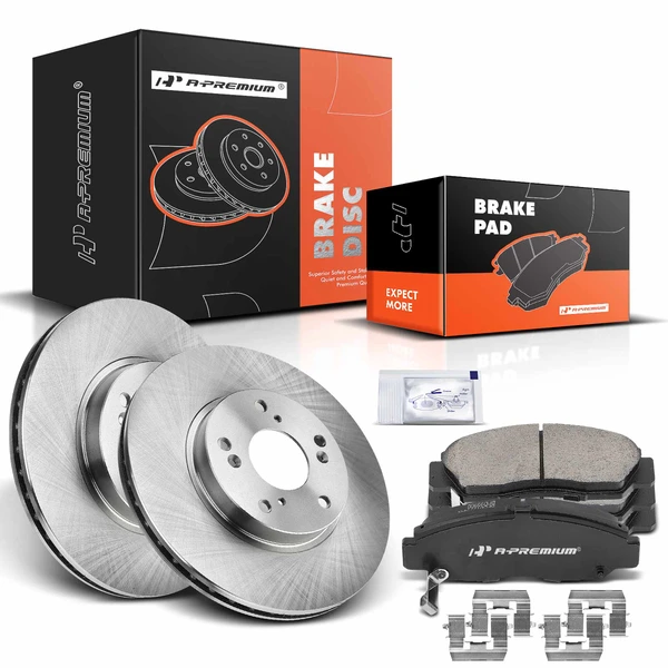 Disc Brake Rotors and Ceramic Pads Kit, 6 Pcs, Front Driver & Passenger, A-Premium, APBRPR059