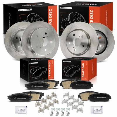 12 Pcs Front & Rear Disc Brake Rotors & Ceramic Brake Pads