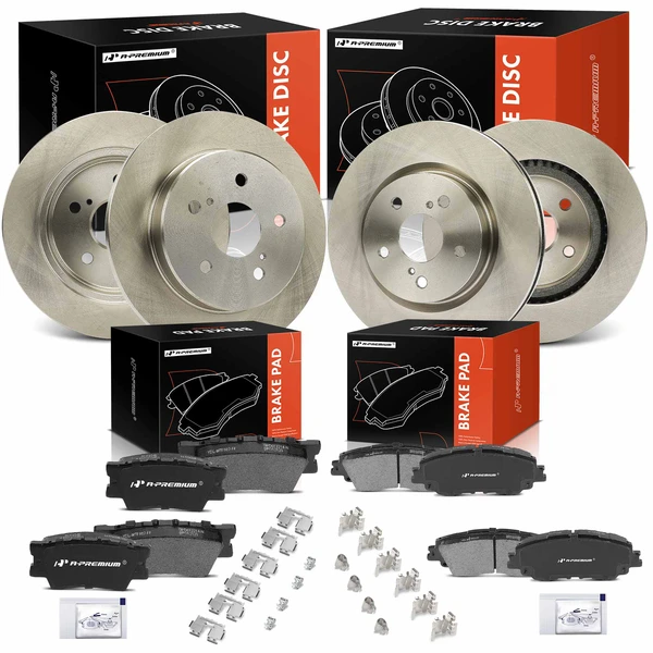 Disc Brake Rotors and Ceramic Pads Kit, 12 Pcs, Front & Rear, A-Premium, APBRPR1644