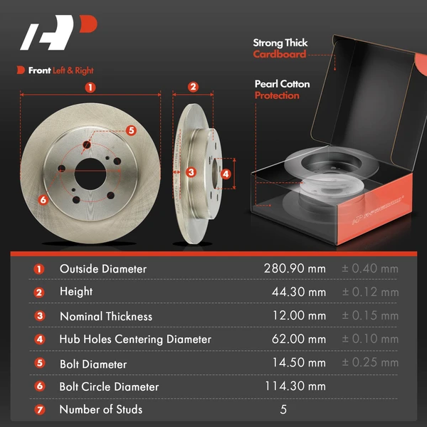 Disc Brake Rotors and Ceramic Pads Kit, 12 Pcs, Front & Rear, A-Premium, APBRPR1644