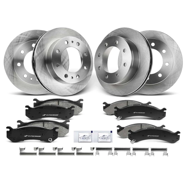 Disc Brake Rotors and Ceramic Pads Kit, 12 Pcs, Front & Rear, A-Premium, APBRPR208