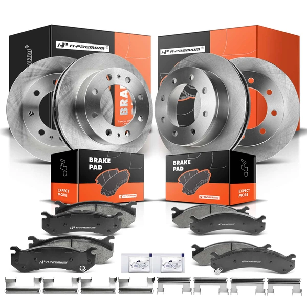 2003-2006 2008-2013 GMC Yukon XL 2500 Disc Brake Rotors and Ceramic Pads Kit, 12 Pcs, Front & Rear, A-Premium, APBRPR208