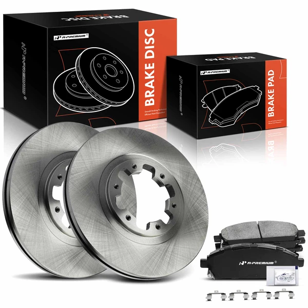 1998-2003 INFINITI QX4 Disc Brake Rotors and Ceramic Pads Kit, 6 Pcs, Front Driver & Passenger, A-Premium, APBRPR853