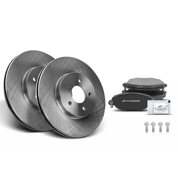2002-2008 Jaguar X-Type Disc Brake Rotors and Ceramic Pads Kit, 6 Pcs, Front Driver & Passenger, A-Premium, APBRPR418