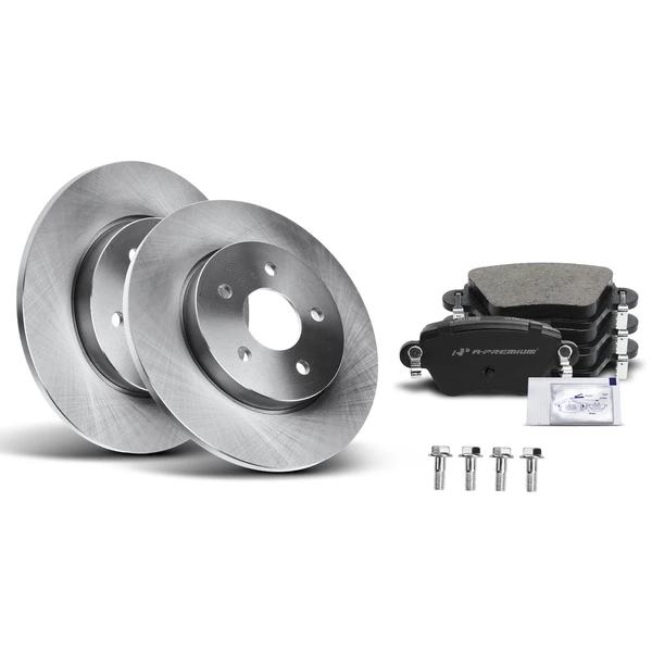 Disc Brake Rotors and Ceramic Pads Kit, 6 Pcs, Rear Driver & Passenger, A-Premium, APBRPR347