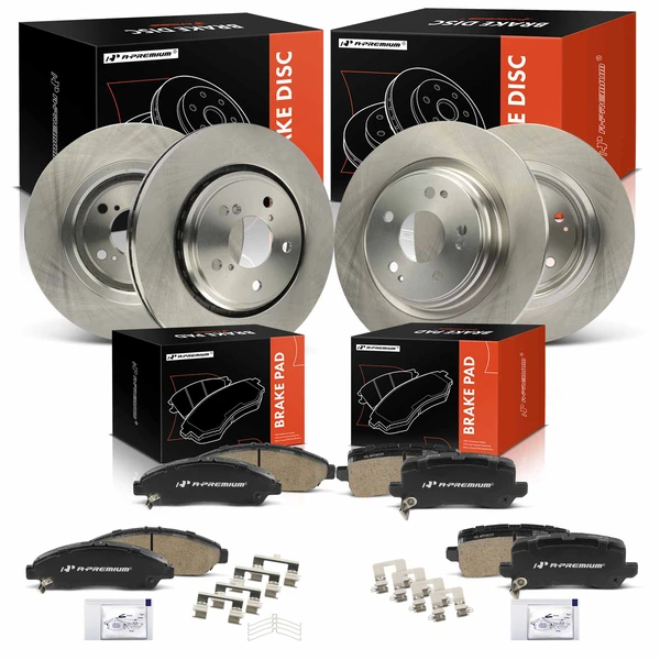 2017-2020 Acura MDX Disc Brake Rotors and Ceramic Pads Kit, 12 Pcs, Front & Rear, A-Premium, APBRPR1642
