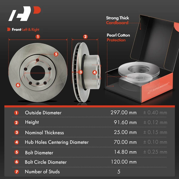 Disc Brake Rotors and Ceramic Pads Kit, 6 Pcs, Front Driver & Passenger, A-Premium, APBRPR1721