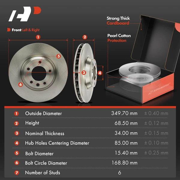Disc Brake Rotors and Ceramic Pads Kit, 6 Pcs, Front Driver & Passenger, A-Premium, APBRPR1810