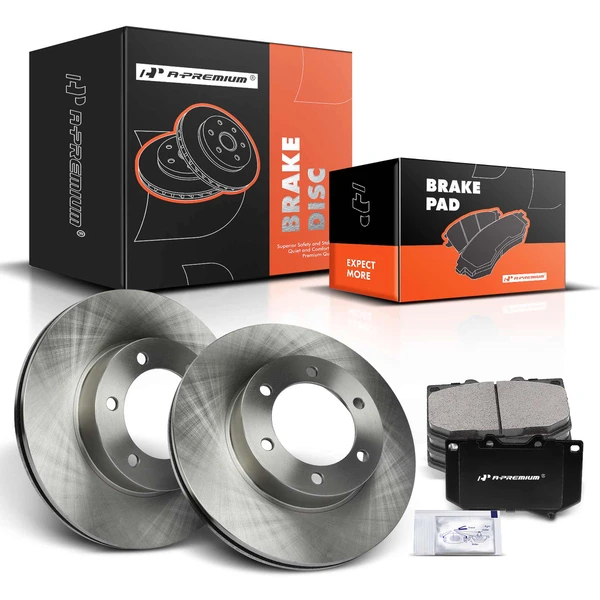 2001-2003 Toyota Sequoia Disc Brake Rotors and Ceramic Pads Kit, 6 Pcs, Front Driver & Passenger, A-Premium, APBRPR858