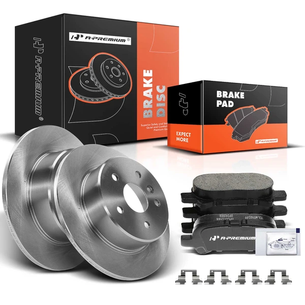 2000-2004 Toyota Avalon Disc Brake Rotors and Ceramic Pads Kit, 6 Pcs, Rear Driver & Passenger, A-Premium, APBRPR859